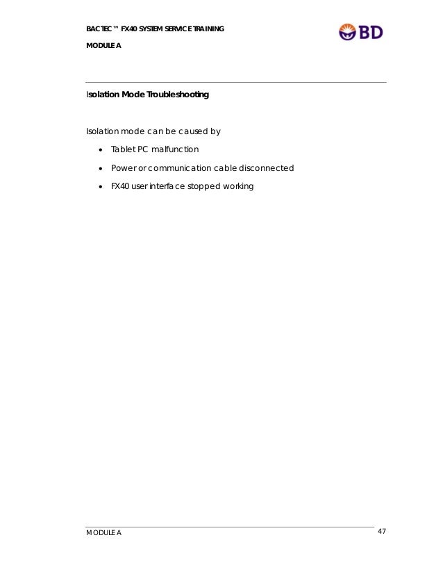 Bactec Fx40 System Service Training