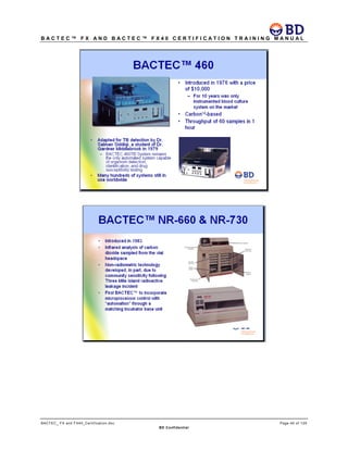 B A C T E C ™ F X A N D B A C T E C ™ F X 4 0 C E R T I F I C A T I O N T R A I N I N G M A N U A L
BACTEC_ FX and FX40_Certification.doc Page 40 of 129
BD Confidential
 