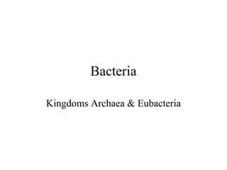 Bacteria Kingdoms Archaea & Eubacteria 