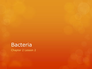 Bacteria
Chapter 2 Lesson 2
 