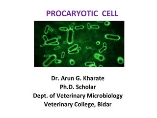 PROCARYOTIC CELL
Dr. Arun G. Kharate
Ph.D. Scholar
Dept. of Veterinary Microbiology
Veterinary College, Bidar
 