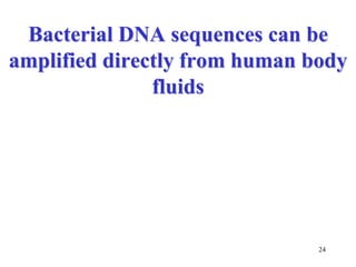 24
Bacterial DNA sequences can be
amplified directly from human body
fluids
 