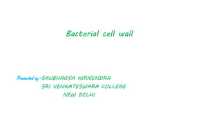 Bacterial cell wall
Presented by-SAUBHAGYA KIRNENDRA
SRI VENKATESWARA COLLEGE
NEW DELHI
 