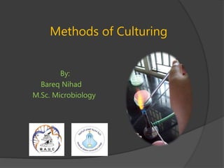 Methods of Culturing
By:
Bareq Nihad
M.Sc. Microbiology
 