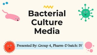 Bacterial
Culture
Media
Presented By: Group 4, Pharm-D batch: IV
 