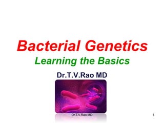 Bacterial Genetics
  Learning the Basics
      Dr.T.V.Rao MD




         Dr.T.V.Rao MD   1
 