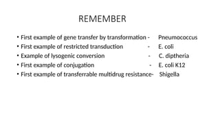 Gene Transfer Example Bacterial genetics ,plasmid. gene transfer | PPTX