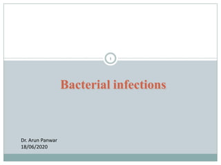 1
Bacterial infections
Dr. Arun Panwar
18/06/2020
 
