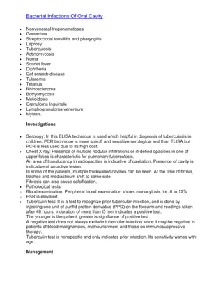 Bacterial Infections of the Oral Mucosa | PDF