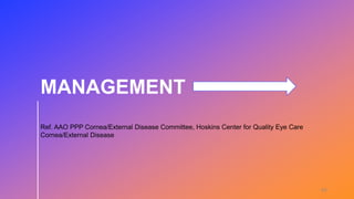 MANAGEMENT
Ref. AAO PPP Cornea/External Disease Committee, Hoskins Center for Quality Eye Care
Cornea/External Disease
23
 