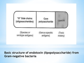 Basic structure of endotoxin (lipopolysaccharide) from
Gram-negative bacteria
 
