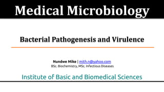 Institute of Basic and Biomedical Sciences
Medical Microbiology
Bacterial Pathogenesis and Virulence
Nundwe Mike | mith.n@yahoo.com
BSc. Biochemistry, MSc. Infectious Diseases
 