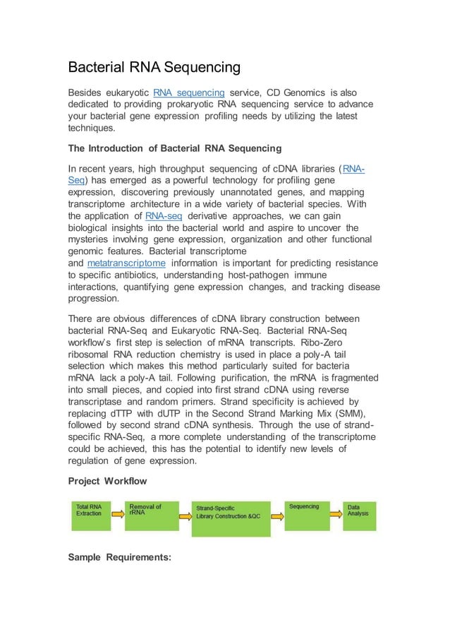 Bacterial rna sequencing | PDF