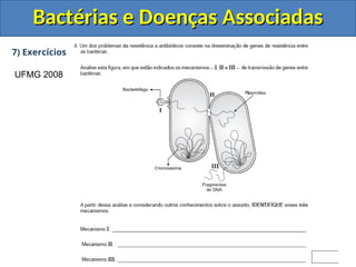 7) Exercícios
Bactérias e Doenças Associadas
Bactérias e Doenças Associadas
UFMG 2008
 