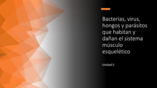 Bacterias, virus,
hongos y parásitos
que habitan y
dañan el sistema
músculo
esquelético
Unidad 5
 