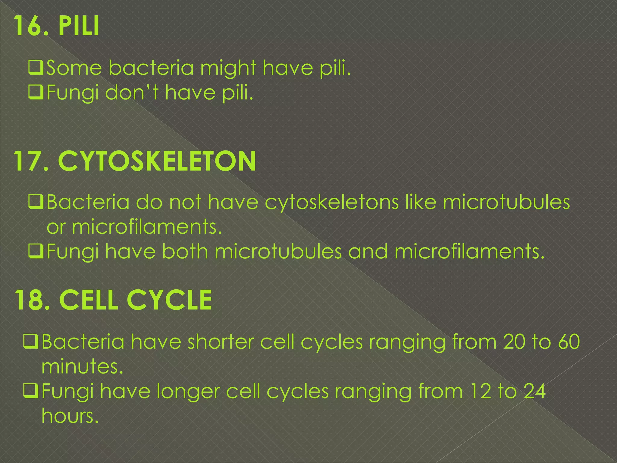 Bacteria versus fungi, Difference between bacteria and fungi | PDF