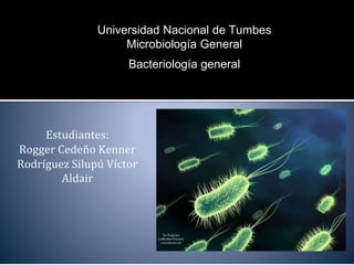 Universidad Nacional de Tumbes
Microbiología General
Bacteriología general
Estudiantes:
Rogger Cedeño Kenner
Rodríguez Silupú Víctor
Aldair
 