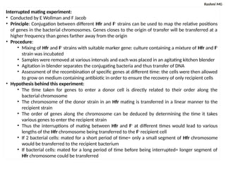 Interruption Experiments Bacteriology(structure, genome, genetic recombination, reproduction ...