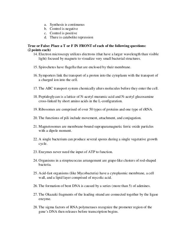 Bacteriology exam (1) examination