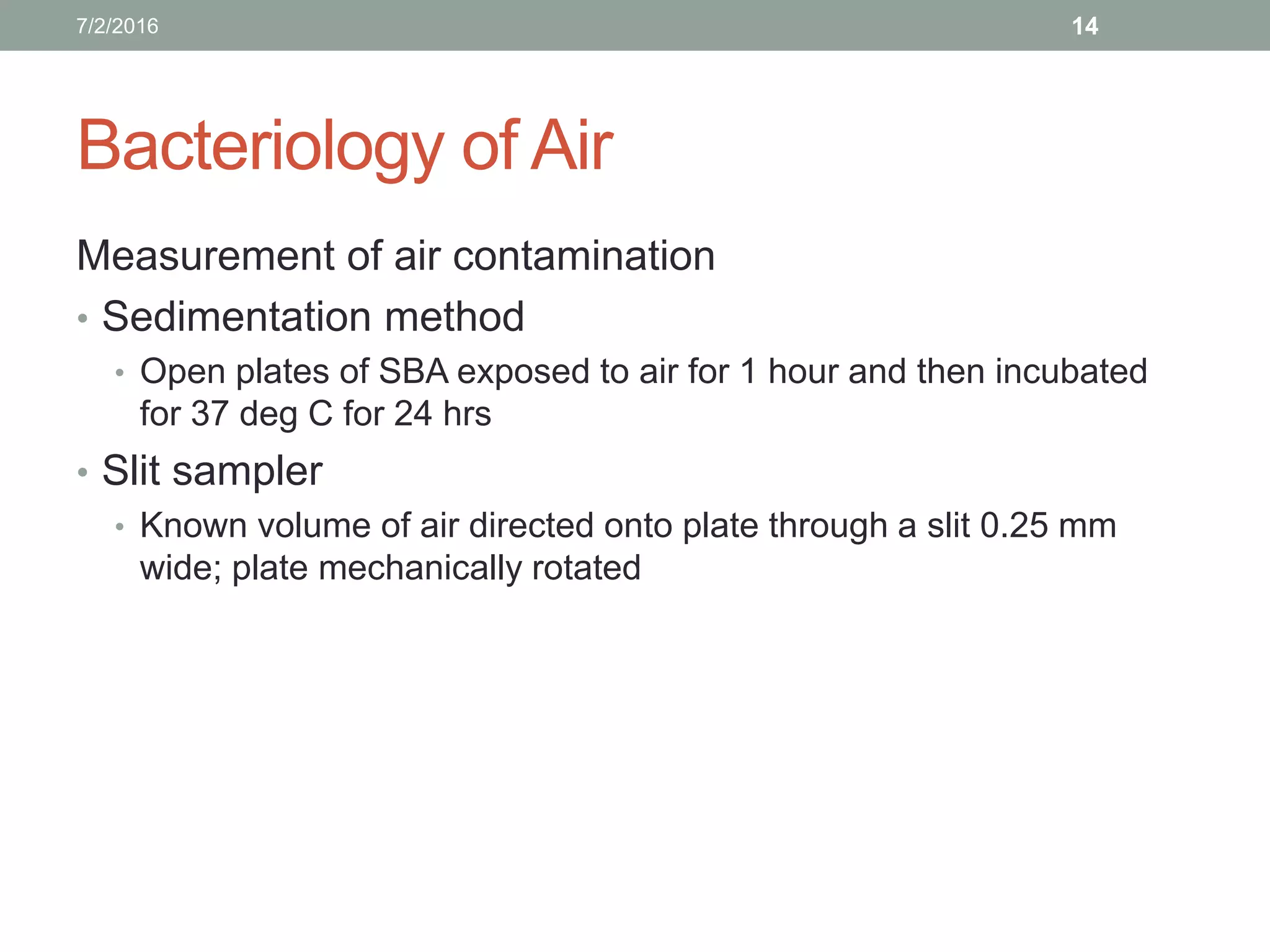 Bacteriology of water, milk and air PPT