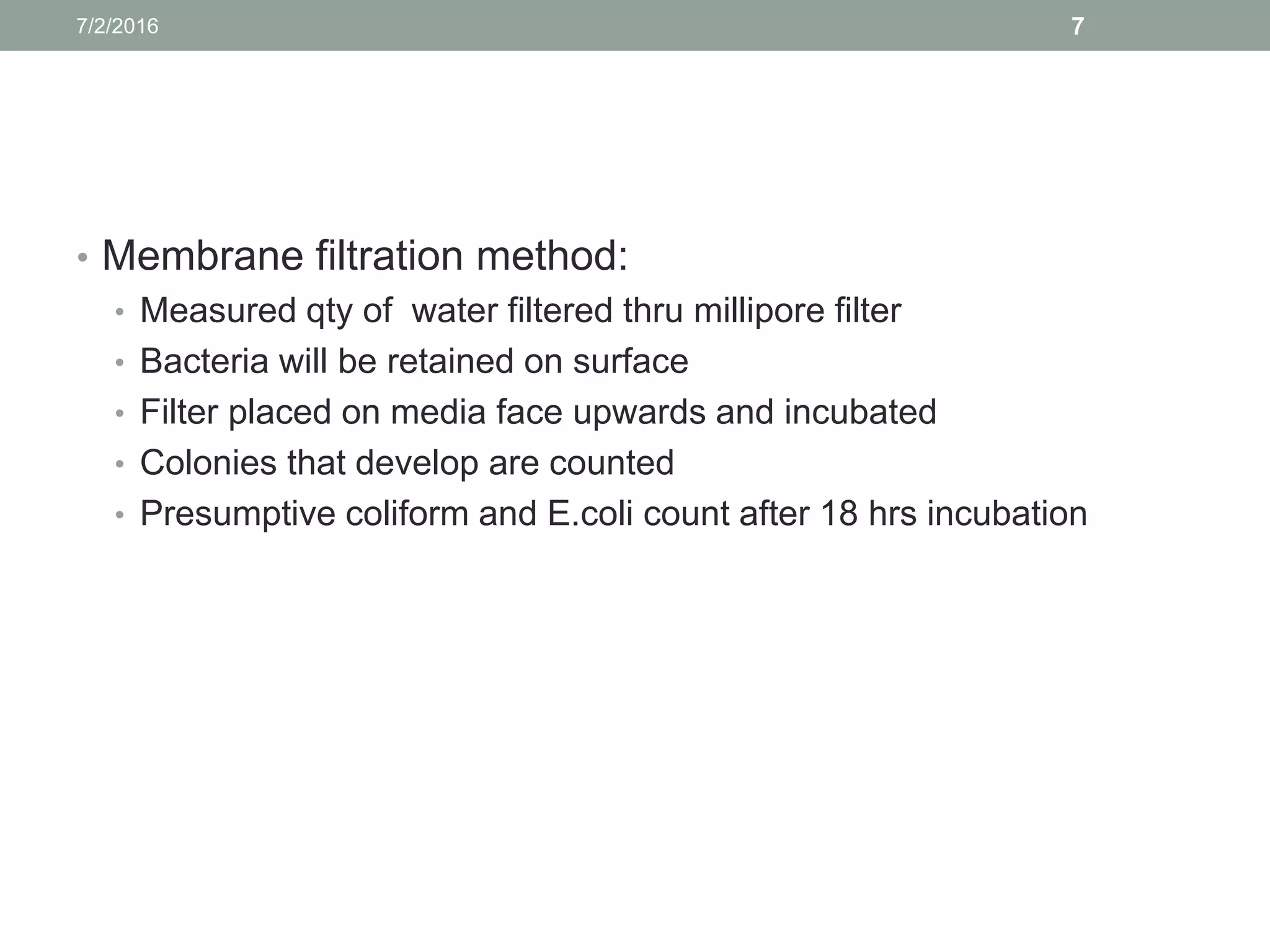 Bacteriology of water, milk and air PPT