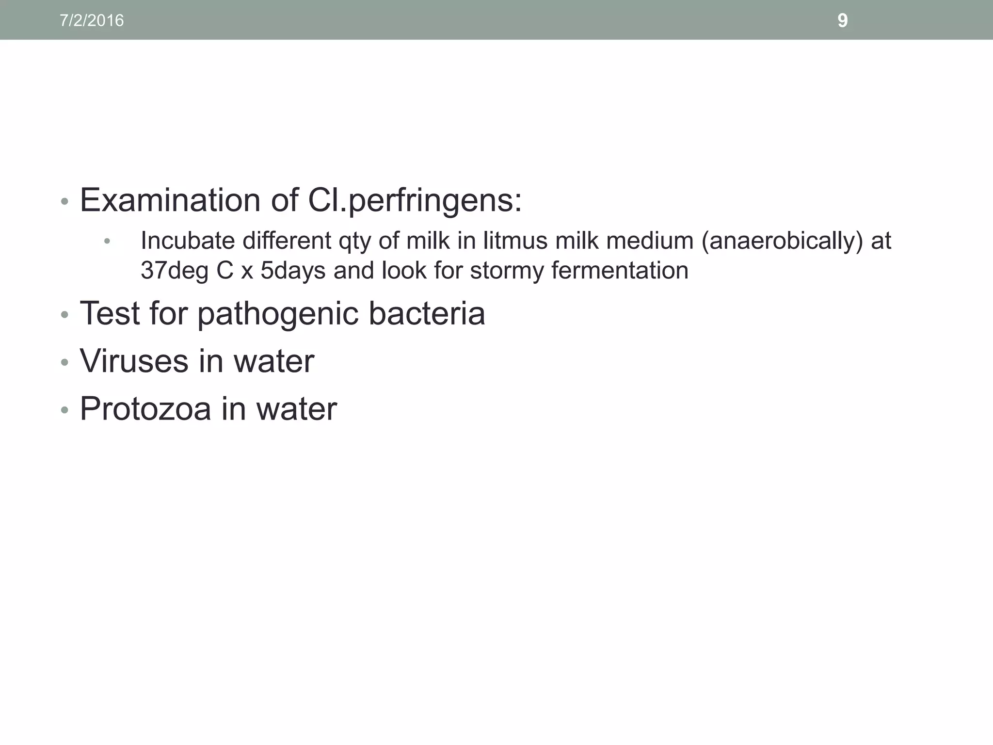 Bacteriology of water, milk and air PPT