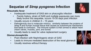 Sequelae of Strep pyogenes Infection
Rheumatic fever
• Inadequate treatment of GAS skin or pharyngitis infection
• Family ...