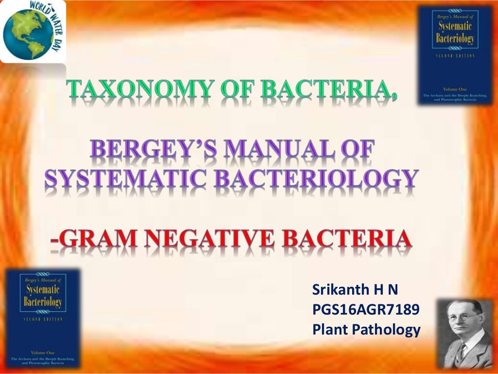 Taxonomy of Bacteria, Bergey's Manual of Systematic Bacteriology and