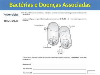 7) Exercícios
Bactérias e Doenças Associadas
UFMG 2008
 