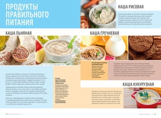 Способ
приготовления
каши на основе
семени льна:
Содержимое пакетика
разведите в 200-300 мл
теплой воды (60-70 °С),
дайте настояться 2-3
минуты. Во избежание
появления комочков,
сначала рекомендуется
залить воду и только
потом засыпать
продукт;
не заваривайте
кашу кипятком!
Способ приготовления
гречневой каши:
Залейте 200-250 мл
кипятка, накройте
крышкой и дайте
настояться 5-7 минут,
повторно перемешайте
и только после этого
приступайте
к употреблению.
Льняное семя является ценным источником полиненасы-
щенных жирных кислот, клетчатки и лигнанов. Оно богато
витамином Е, клейковиной, незаменимыми аминокислотами
и минеральными веществами. Содержит витамины А, Е, В1,
ВЗ, В6, В12, а также микроэлементы: калий, кальций, магний,
фосфор, железо, медь, цинк, марганец, бор, хром, натрий.
Содержащиеся в льняном семени полиненасыщенные
жирные кислоты, в том числе омега-3 или альфа-линолевая
кислота, защищают наши клетки от раковых заболеваний,
а также способствуют улучшению работы иммунной системы
человека.
Клетчатка, содержащаяся в льняном семени, впитывает
в себя вредные вещества в кишечнике и усиливает его пери-
стальтику. Кроме того, клетчатка защищает от атеросклероза
и способствует снижению массы тела.
Содержит много незаменимых растительных белков,
витамины группы B, PP и E, а также множество минералов,
необходимых для здоровья человека (например, железо,
фосфор, цинк, медь, кальций и многие другие). За счет
высокого содержания белка и сложных углеводов гречневая
каша способствует более длительному чувству насыщения,
а также она полезна для регулировки сахара в крови.
КАША ЛЬНЯНАЯ
КАША РИСОВАЯ
КАША КУКУРУЗНАЯ
ПРОДУКТЫ
ПРАВИЛЬНОГО
ПИТАНИЯ
Признанный лидер по наличию сложных углеводов.
Она надолго насыщает организм и обеспечивает
человека энергией. Кроме того, рисовая каша
содержит витамины группы В, Е и РР, а также необ-
ходимые организму микроэлементы (например,
калий, марганец, селен, фосфор, железо и другие).
КАША ГРЕЧНЕВАЯ
Обладает уникальным вкусом и бесценным
химическим составом. Так, в ее составе есть
практически все представители группы B,
витамины A и E, железо, медь и кальций.
Отлично очищает организм, способствует
нормализации уровня холестерина и под-
держанию сердечно-сосудистой системы.
Продуктыдляздоровья-2017 1918 Продуктыдляздоровья-2017
 