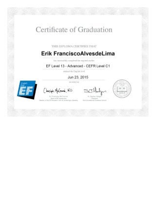 Certificates - EF - Level 13 - Advanced - CEFR Level C1