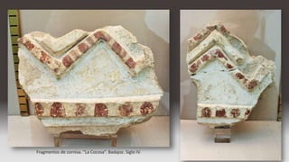 Fragmentos de cornisa. ”La Cocosa”. Badajoz. Siglo IV.
 