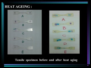 HEAT AGEING :




    Tensile specimen before and after heat aging
 