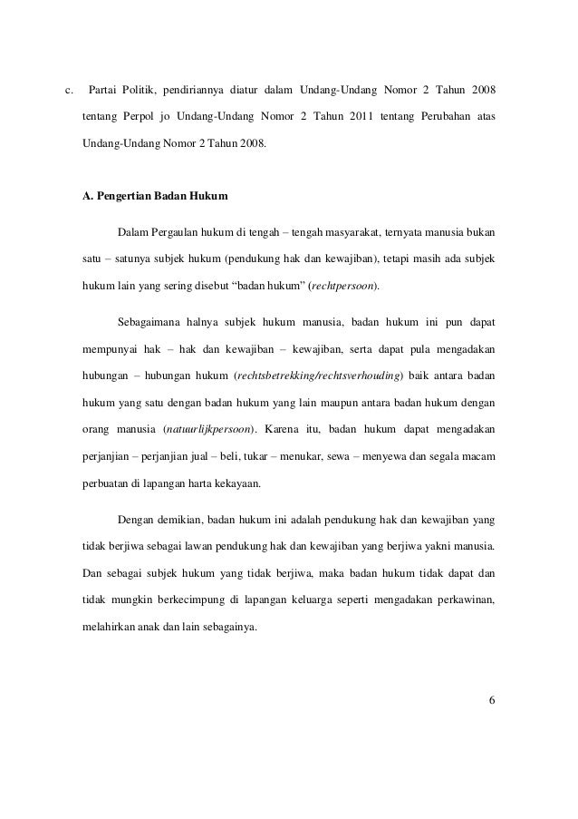 Badan hukum sebagai subjek hukum dalam kuh perdata