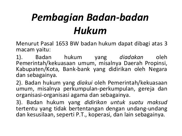 Badan hukum sebagai subyek hukum