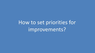 201
How to set priorities for
improvements?
 