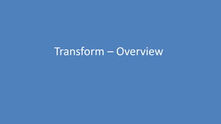 245
Transform – Overview
 