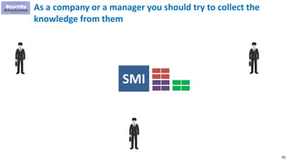 70
As a company or a manager you should try to collect the
knowledge from them
SMI
 
