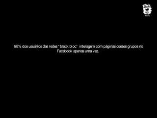 90% dos usuários das redes “ black bloc” interagem com páginas desses grupos no
Facebook apenas uma vez.

 