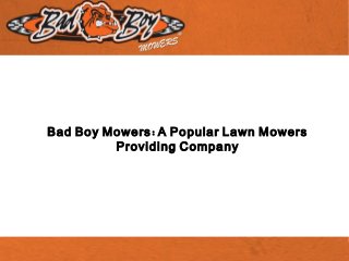 :Bad Boy Mowers A Popular Lawn Mowers
Providing Company
 
