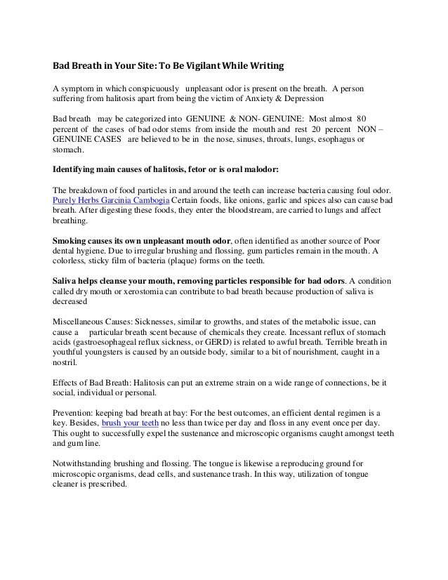 Bad Breath In Your Site To Be Vigilant While Writing slideshare