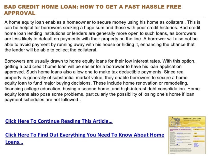 can you get a home loan with poor credit