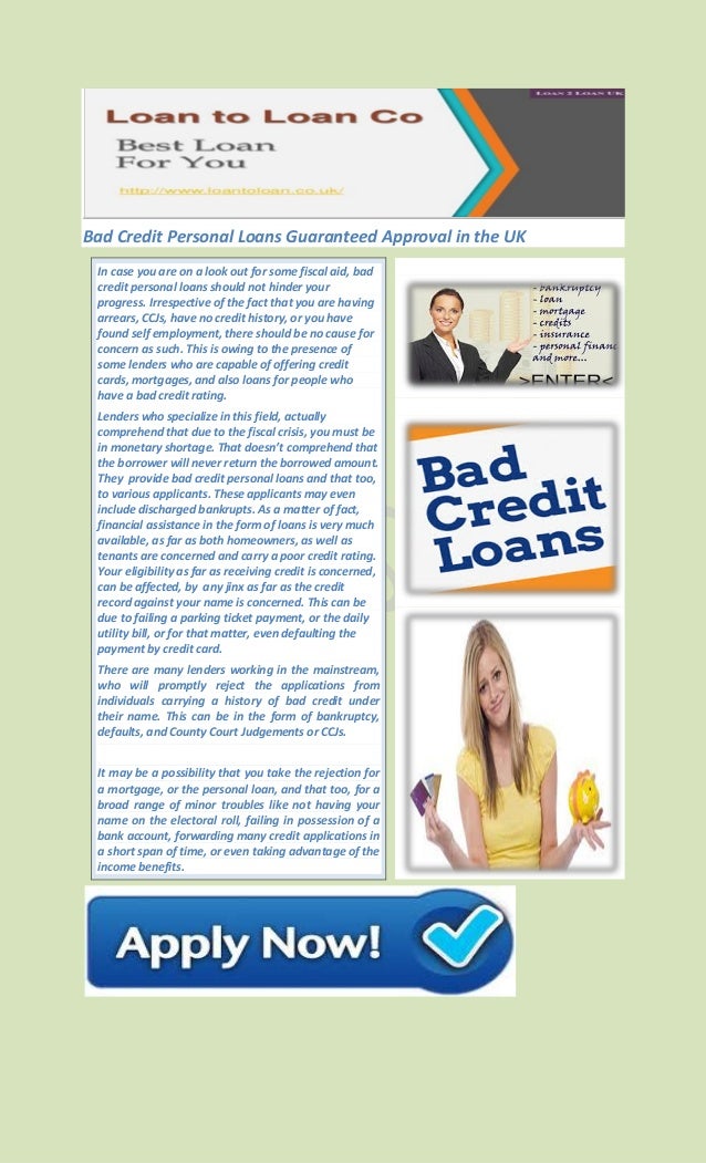 Bad Credit Personal Loans Guaranteed 