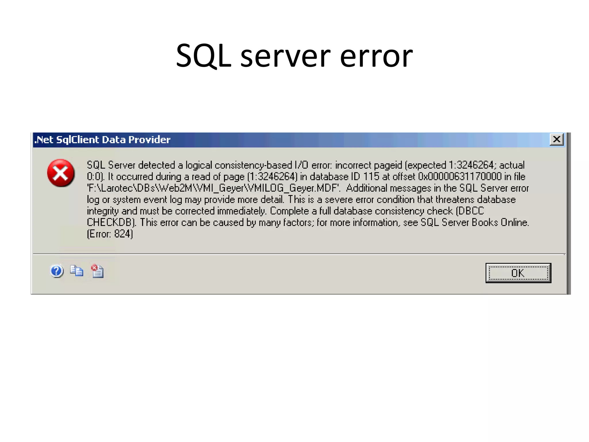 SQL server error
 