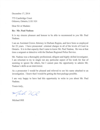 Letter of referrence from Michael Hill