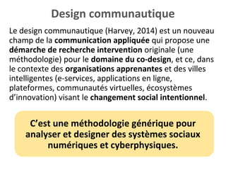 Le design communautique (Harvey, 2014) est un nouveau
champ de la communication appliquée qui propose une
démarche de rech...