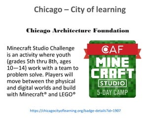 Mouse
Minecraft Studio Challenge
is an activity where youth
(grades 5th thru 8th, ages
10—14) work with a team to
problem ...