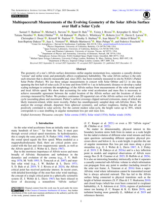 Multispacecraft Measurements of the Evolving Geometry of the Solar Alfvén Surface
over Half a Solar Cycle
Samuel T. Badman...