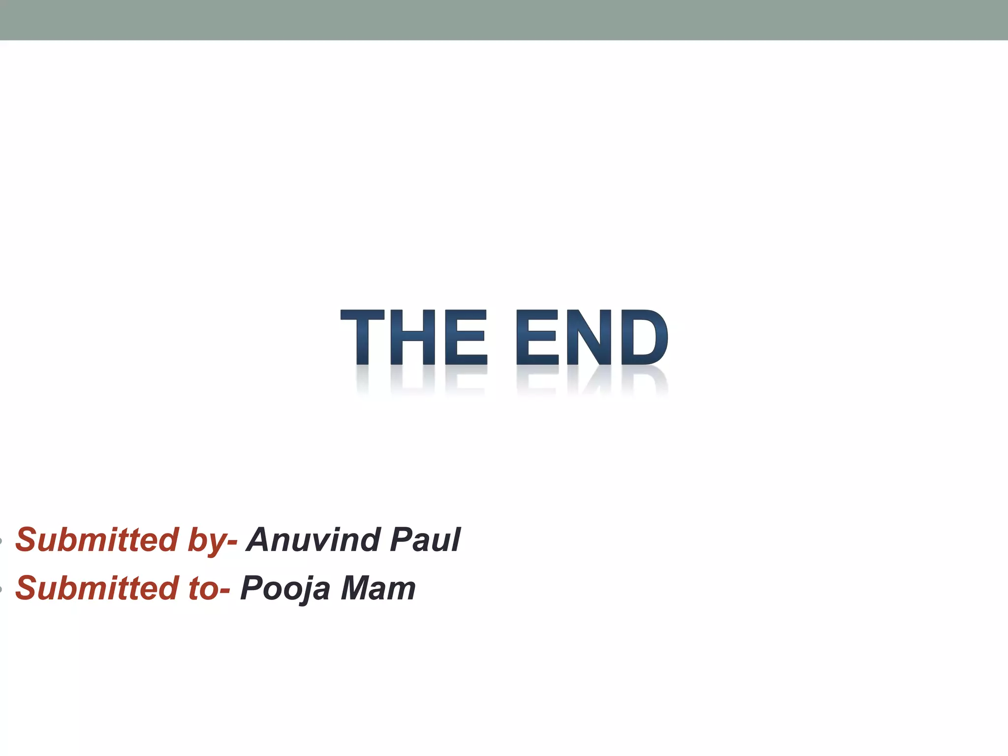 • Submitted by- Anuvind Paul
• Submitted to- Pooja Mam
 