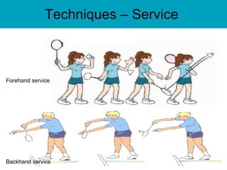 Techniques –  Service Forehand service Backhand service 